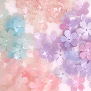 Ciondoli fiori a cinque petali in acetato glitter per accessori per capelli fai