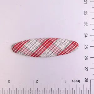Red white plaid oval hair clip patch DIY fabric decorative accessories for crafts phone case