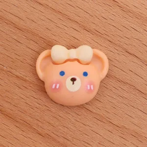 Cute resin cartoon bear head cabochon DIY handmade mobile phone case hairpin accessories