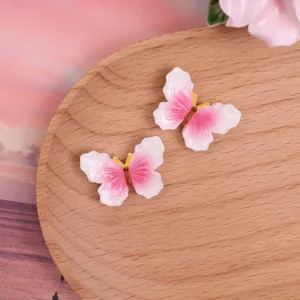 Resin pink gradient butterfly DIY accessories, cute miniature charms for phone cases