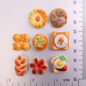 Mini resin bread cabochons food toys charms for DIY hair clips phone case accessories
