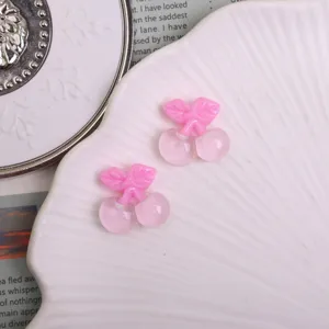 Ciondoli di ciliegia in resina rosa accessori fai da te per custodia telefono e gioielli