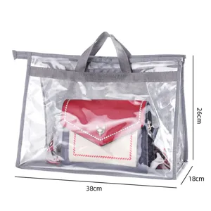 Borsa di stoccaggio antipolvere trasparente in PVC per borse con cerniera e manici 38cm