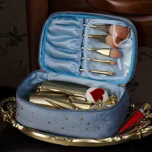 Fluwelen cosmetische tas grote capaciteit reismake-up organizer sterrenpatroon