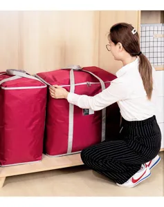 Grand sac de rangement en tissu Oxford pour couettes et vêtements de saison pratique.