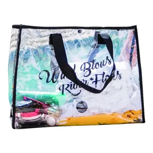 Grande borsa shopper trasparente in PVC impermeabile per spiaggia, nuoto e viaggi.