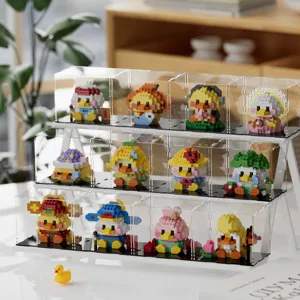 Jeu de mini blocs de construction de canard mignon avec vitrine jouet educatif cadeau