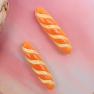 Miniature resin baguette bread cabochon DIY charms for phone case hair clip crafting.