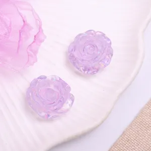 Purple resin rose flower patch for DIY hair accessories, cute kids hair clip making charms.