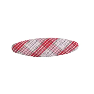 Red and white plaid oval hair clip patch, sweet DIY craft accessory for daily wear.