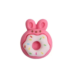Pink bunny donut resin DIY flatback cabochon charm for phone case and hair clip crafting.