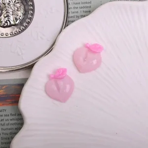 Simpatici cabochon in resina di pesca rosa per forcine fai da te decorazione custodia.