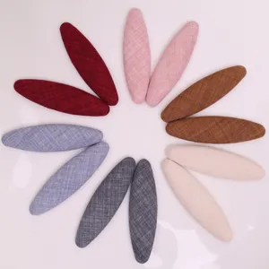 Korean fabric oval hair clips set, DIY handmade accessories, multicolored plaid hairpins.