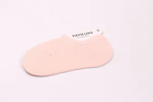 Pink low-cut invisible cotton sock detail, summer thin solid color breathable sock for women.