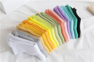Colorful cotton crew socks for women, soft candy color skate socks, daily casual student hosiery.