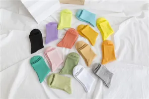 Women candy color mid tube socks cotton sports skate socks casual colorful socks pack