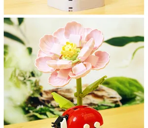 Compatible DIY insect animal building block flower puzzle desktop ornament toy gift