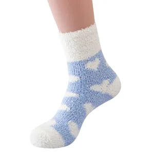 Women's fluffy winter cozy sleeping socks soft coral fleece warm fuzzy home floor socks