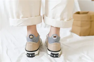 Women's cotton cute dog embroidery low cut boat socks casual spring style footwear accessories