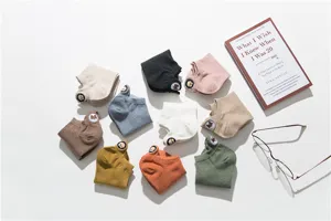 Women cute dog embroidery low cut boat socks set, cotton casual ankle socks spring.