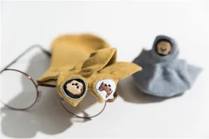 Cute cotton boat socks for women with adorable left and right embroidered dog designs spring style.