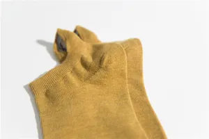 Women yellow cotton boat socks casual spring short socks solid color breathable daily wear