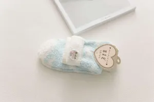 Fluffy heart fleece winter warm home floor socks for women cozy sleep socks detail view