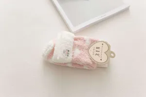 Women winter fuzzy cozy heart pattern plush floor socks warm home coral fleece slipper socks