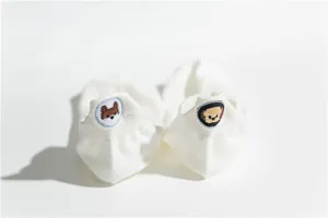 Cute embroidered puppy cotton boat socks for women, breathable low cut casual short socks.