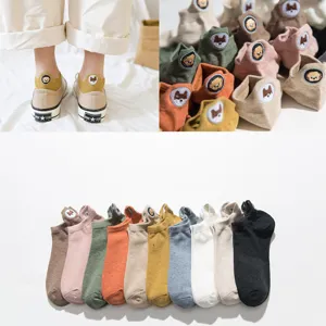 Women cute dog embroidered low cut boat socks casual cotton breathable daily wear socks