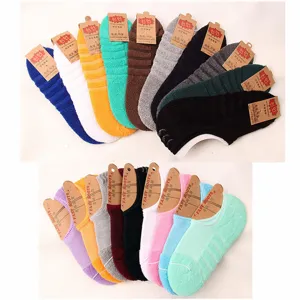 Chaussettes Invisibles Sportives en Coton Peigné Respirantes Semelle Éponge Sport Chaussettes Basses Invisibles