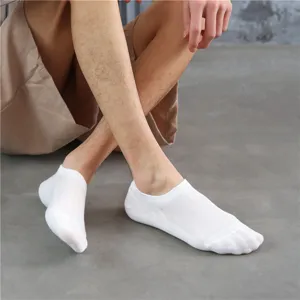 Chaussettes invisibles respirantes pour hommes été maille coupe basse chaussettes blanches