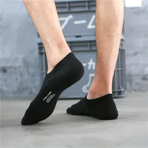Chaussettes invisibles d'été pour hommes en coton noir respirant et confortable