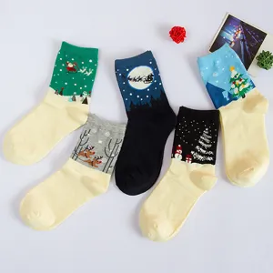 Christmas women mid-tube socks set, cute holiday novelty cotton socks for daily wear and gift.