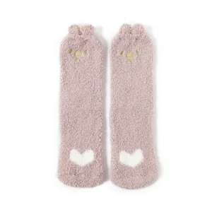 Calzini donna pile corallo soffici caldo inverno sonno rosa cuore dettaglio foto prodotto