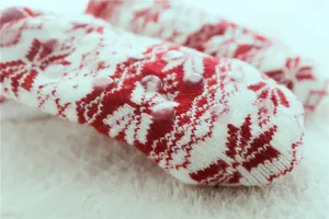 Cozy winter knit thermal floor socks with anti-slip rubber grips for warm indoor home wear.