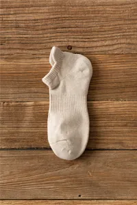 Men thickened towel bottom short socks athletic breathable running beige ankle socks detail