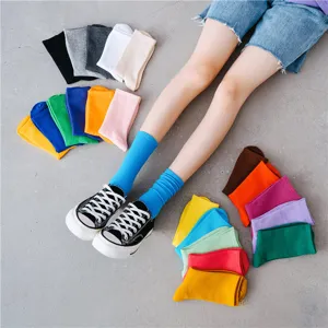 Chaussettes Longues de Sport en Coton pour Femmes Chaussettes Hautes Couleur Unie Couleur Bonbon Respirantes