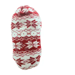 Winter red white snowflake knitted fleece floor socks non slip warm indoor slipper socks for home