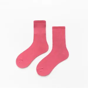 Chaussettes unies femme en coton chaussettes de sport confortables respirantes mode
