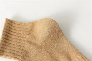 Men breathable ribbed cotton mid-tube socks casual solid color summer daily wear comfortable