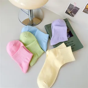 Damen einfarbige kurze Socken Bonbonfarben Baumwolle Sommer atmungsaktiv Freizeitsocken