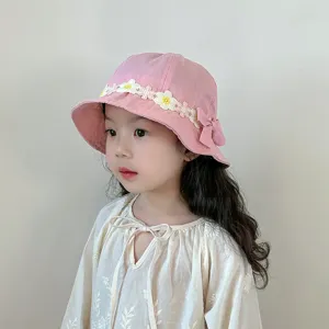 Infant Toddler Girls Fisherman Hat Ice Silk Cotton Lace Bow Summer Outdoor Beach Cute Princess Basin Hat Kids Sun Hat