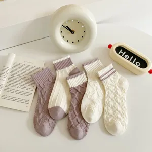 Damen Sommer dünne Baumwollkurzsocken Set, stylische kurze Socken für Damen Frühlingskleidung.