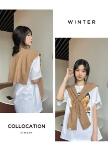 Women knit shawl wrap cross tied winter cape fashionable comfortable stylish scarf top