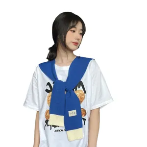 Stylish knitted shawl scarf top for women, perfect for spring summer wear and air conditioning room.