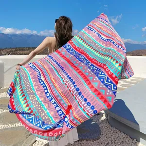 Boho ethnic style large beach shawl and scarf, perfect for summer vacation and outdoor travel.