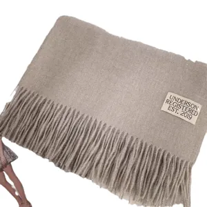 Classic solid color imitation cashmere scarf with fringe, warm and soft autumn winter accessory.