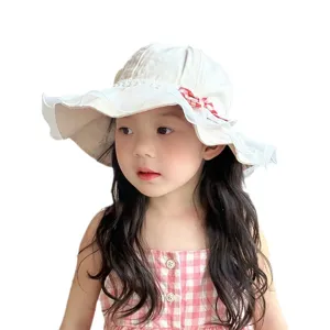Cute baby sun hat lace princess bucket hat toddler summer cotton sun protection hat