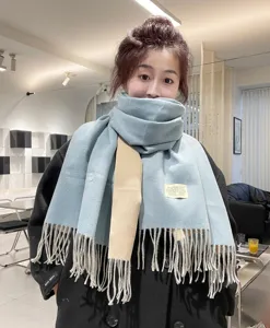 Écharpe d'hiver chaude à franges double face unie pour femme, châle épais et très doux.